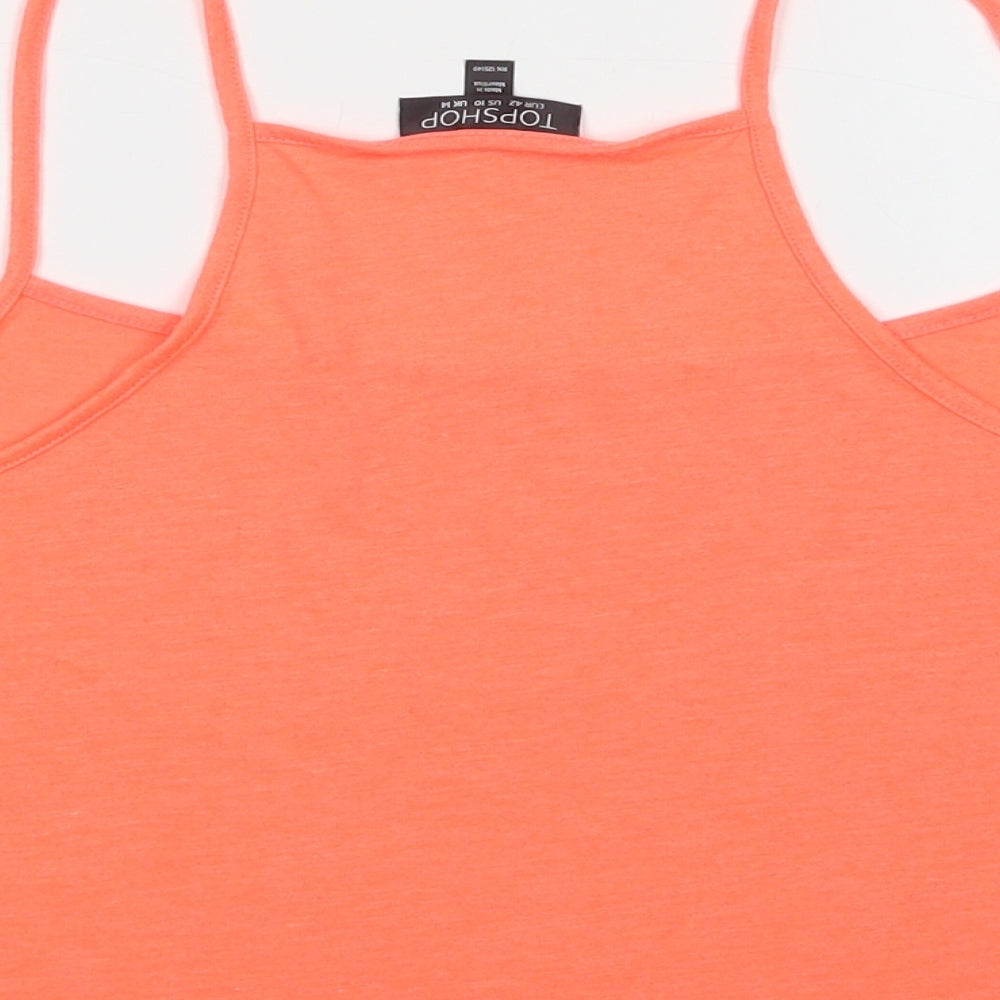 Topshop Womens Orange Polyester Cropped Tank Size 14 Round Neck