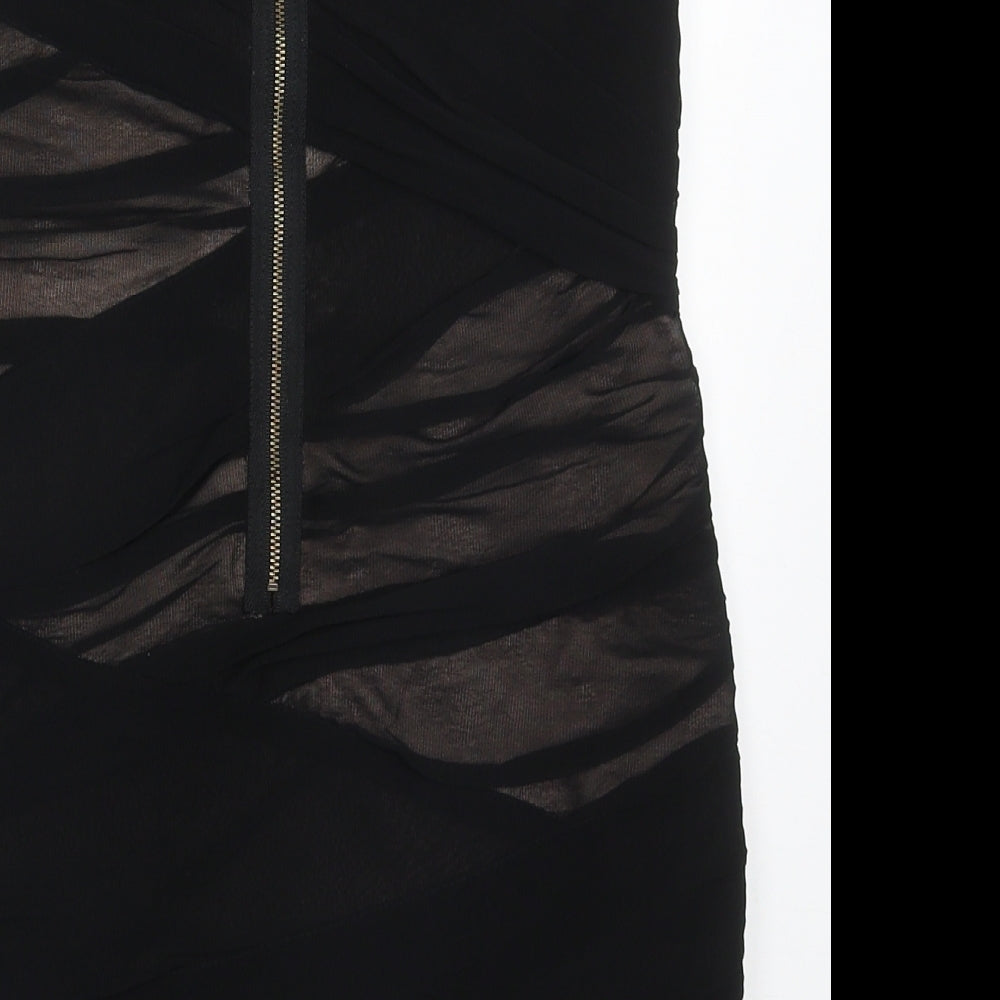 Topshop Womens Black Polyester Mini Size 12 Square Neck Zip