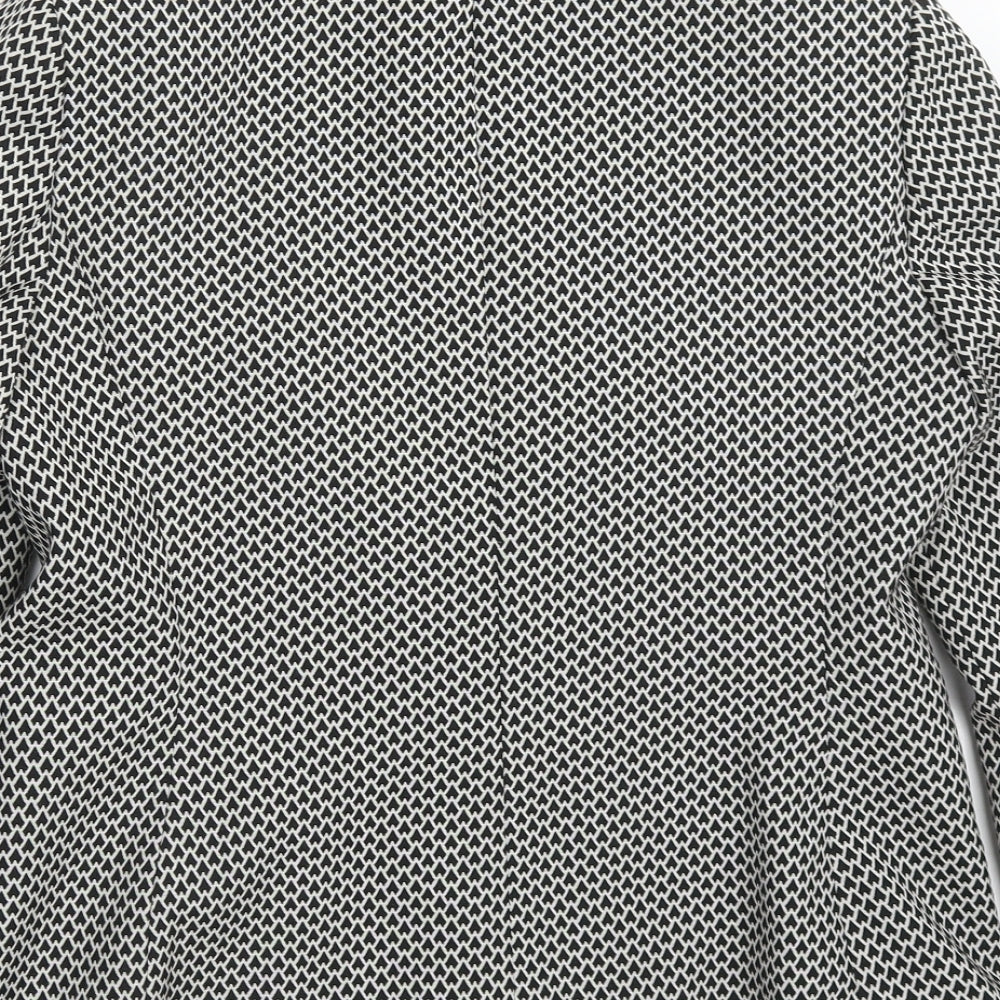 Marks and Spencer Womens Black Geometric Polyester Jacket Suit Jacket Size 12 - Black and White