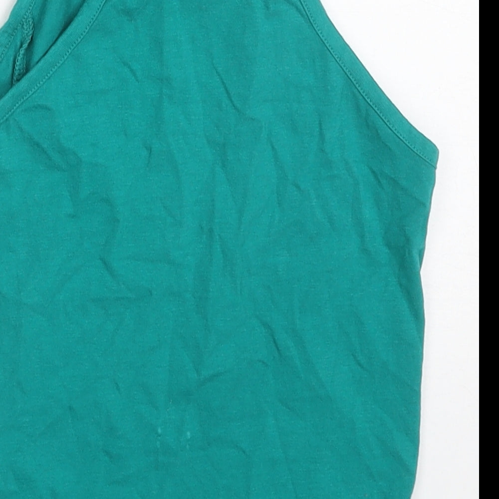 Miss Selfridge Womens Green Cotton Basic Tank Size 6 Round Neck
