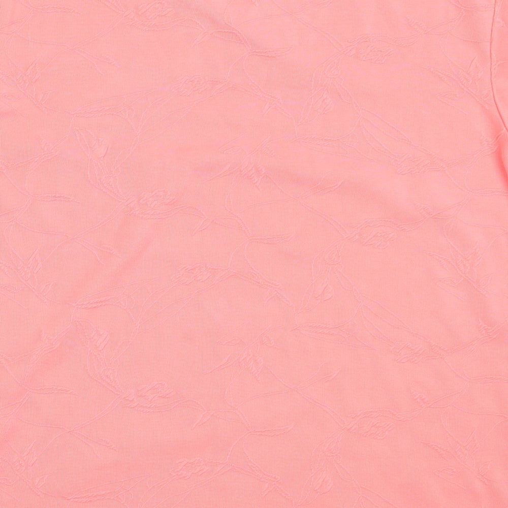 Bonita Womens Pink Polyester Basic T-Shirt Size M V-Neck