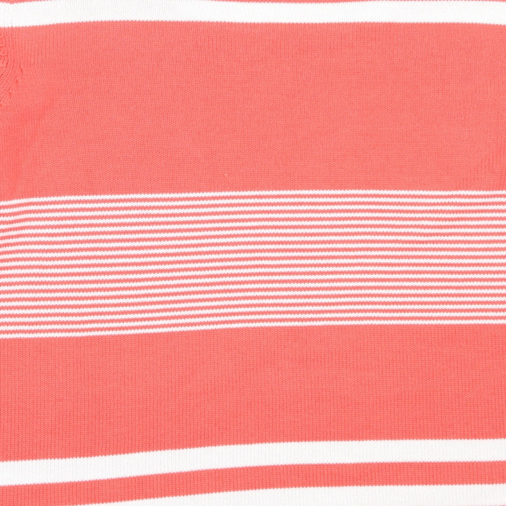 Preworn Womens Pink Square Neck Striped Acrylic Pullover Jumper Size 20