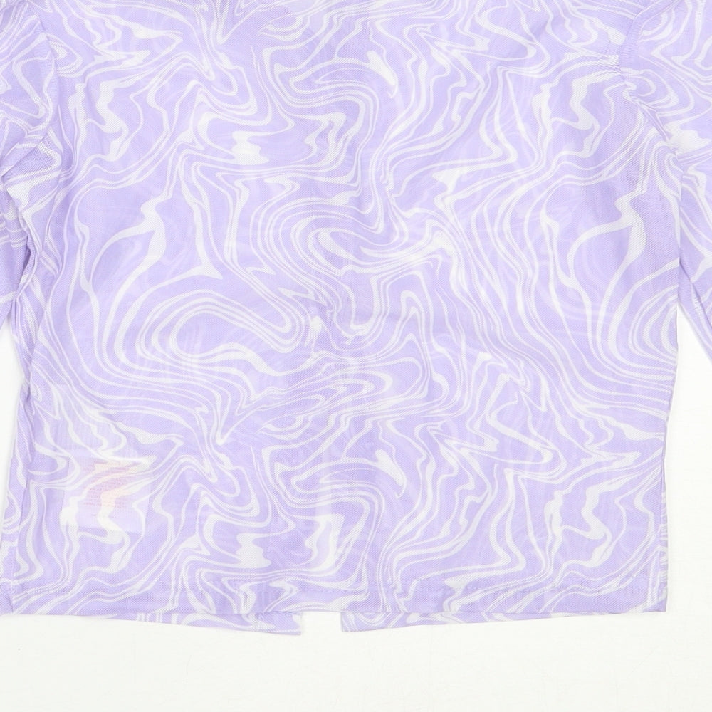 Brave Soul Womens Purple Polyester Basic Button-Up Size XS Collared