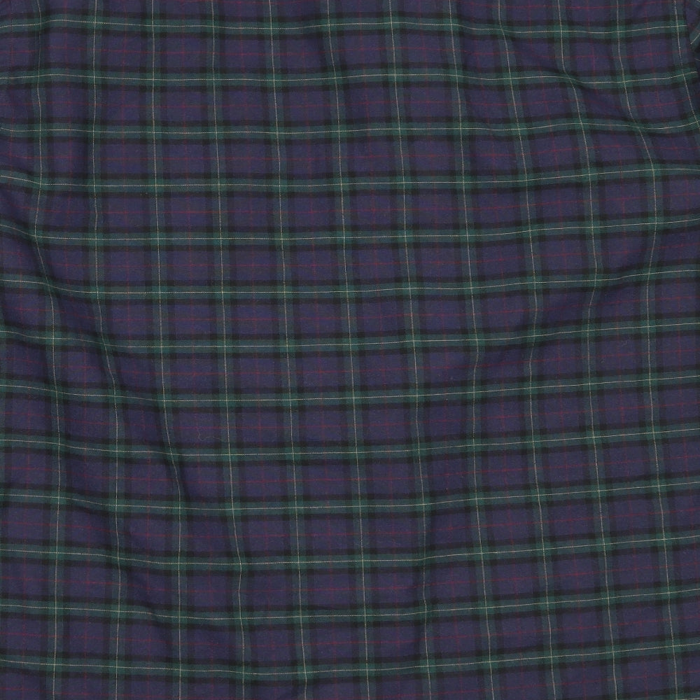 Dunnes Stores Mens Blue Check Polyester Button-Up Size XL Collared