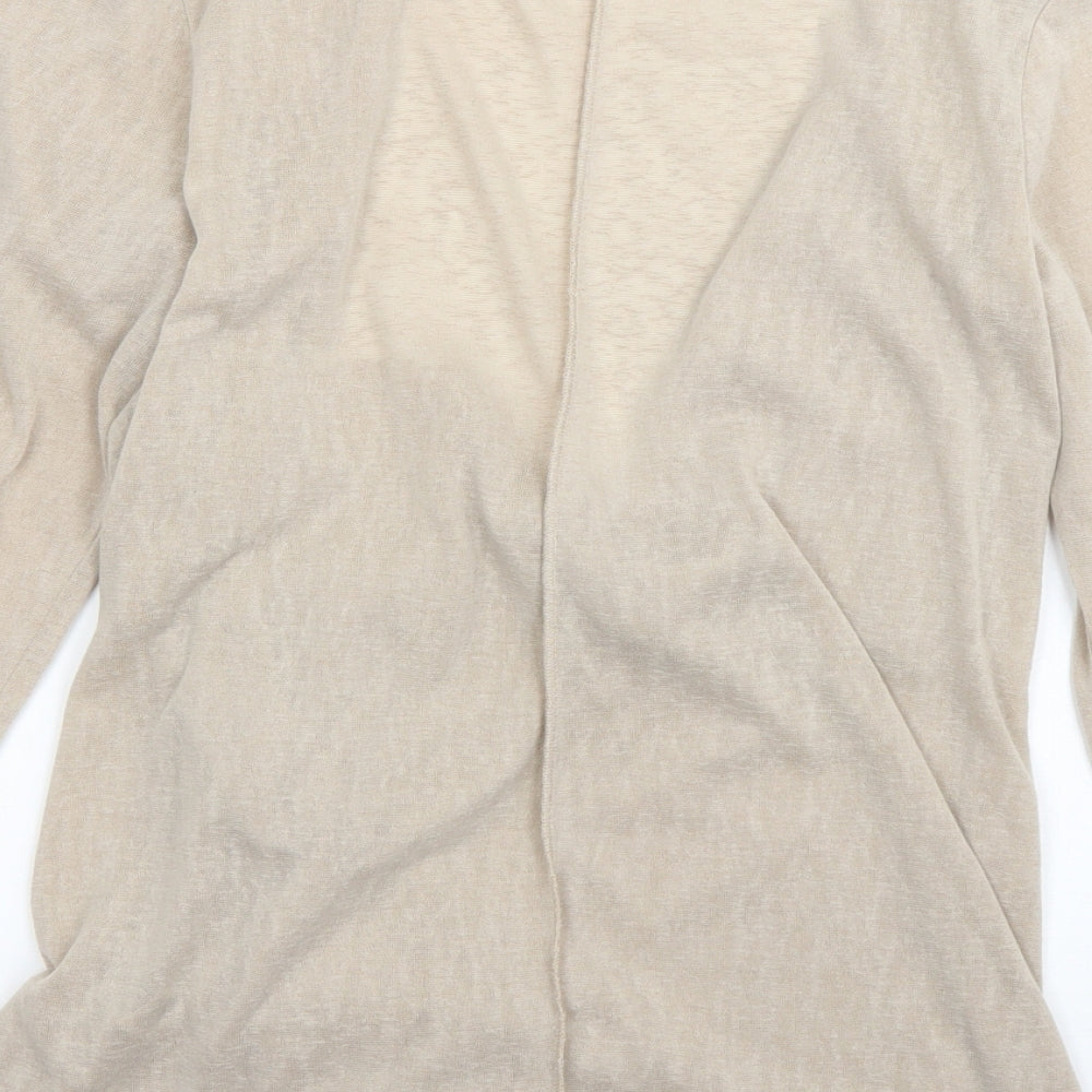 Marks & Spencer Womens Beige V-Neck Polyester Cardigan Jumper Size 14