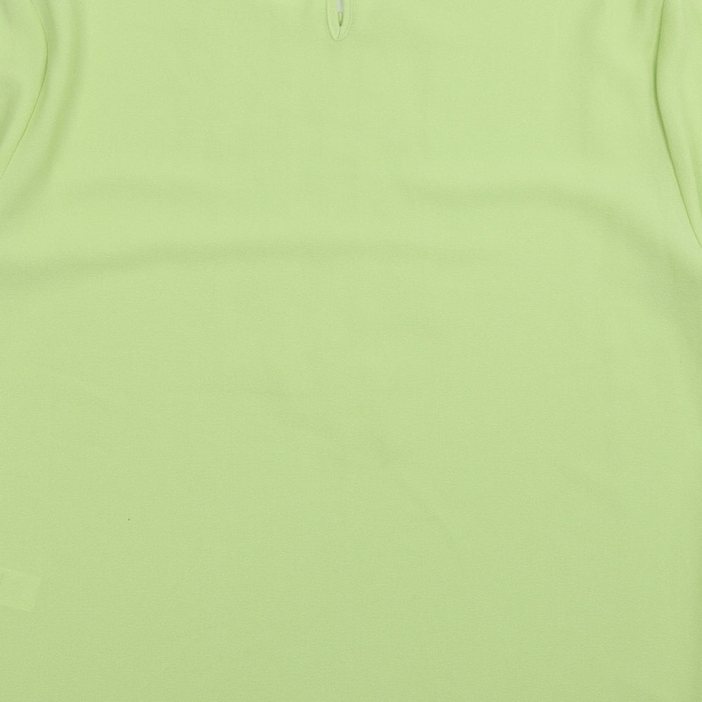 Marks & Spencer Womens Green Fair Isle Polyester Basic Blouse Size 14 Crew Neck