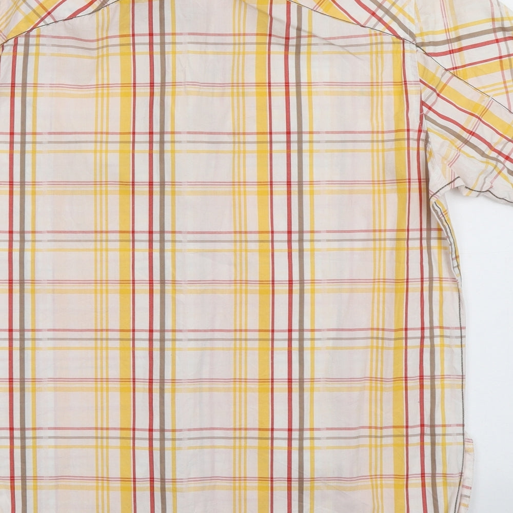 Mish Mash Mens Yellow Check Cotton Button-Up Size L Collared Button