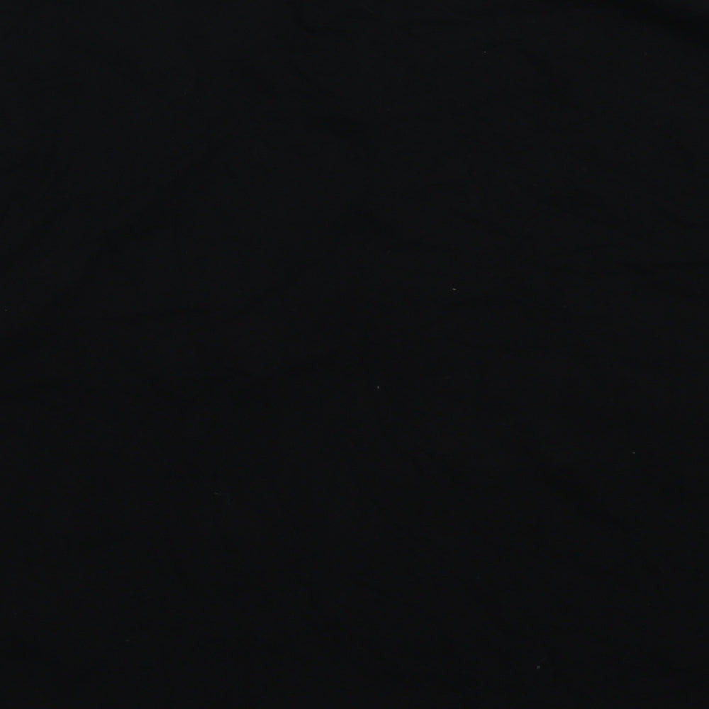 Miss Selfridge Womens Black Cotton Cropped T-Shirt Size XS Collared