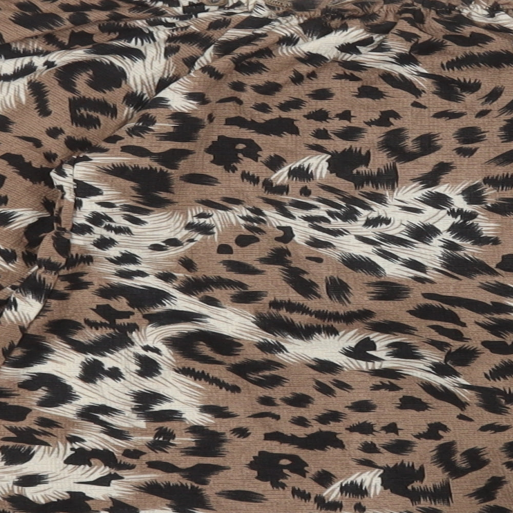 PEP&Co Womens Brown Animal Print Polyester Basic Blouse Size 8 Off the Shoulder