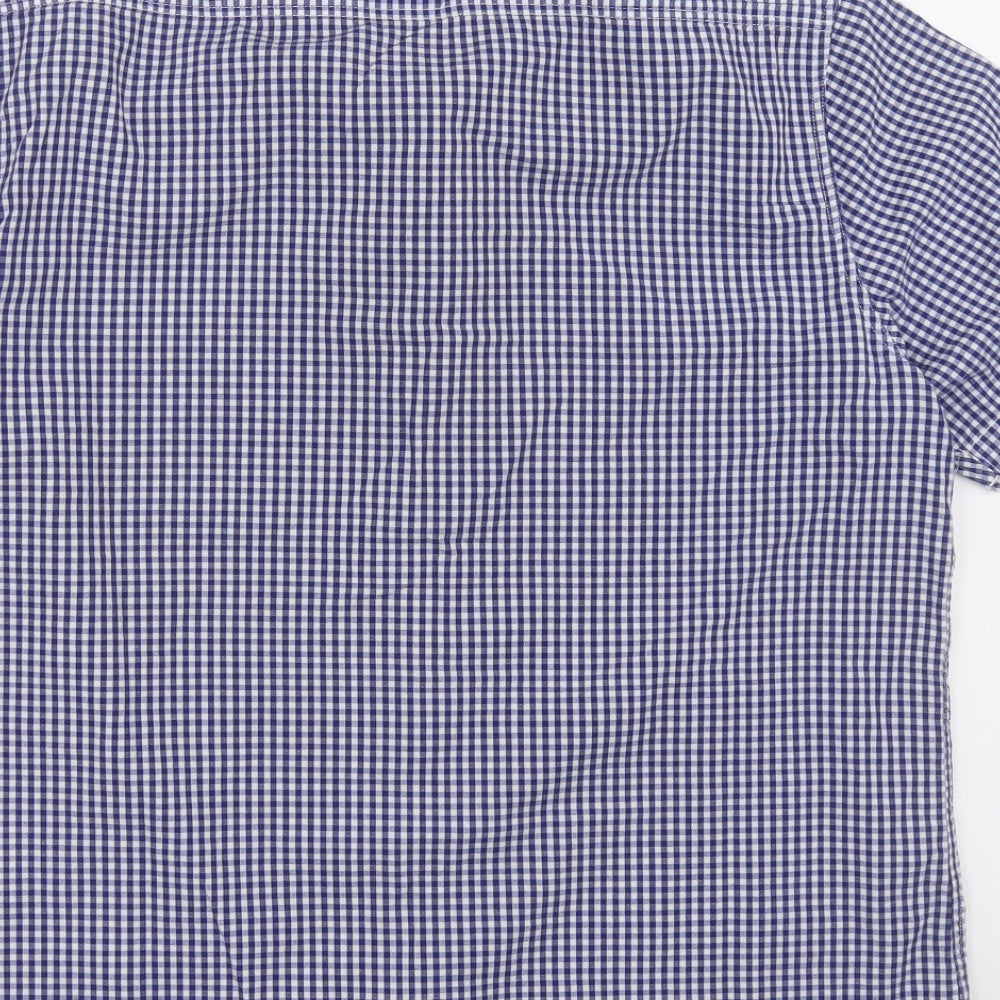 Mish Mash Mens Blue Check Cotton Button-Up Size L Collared Button