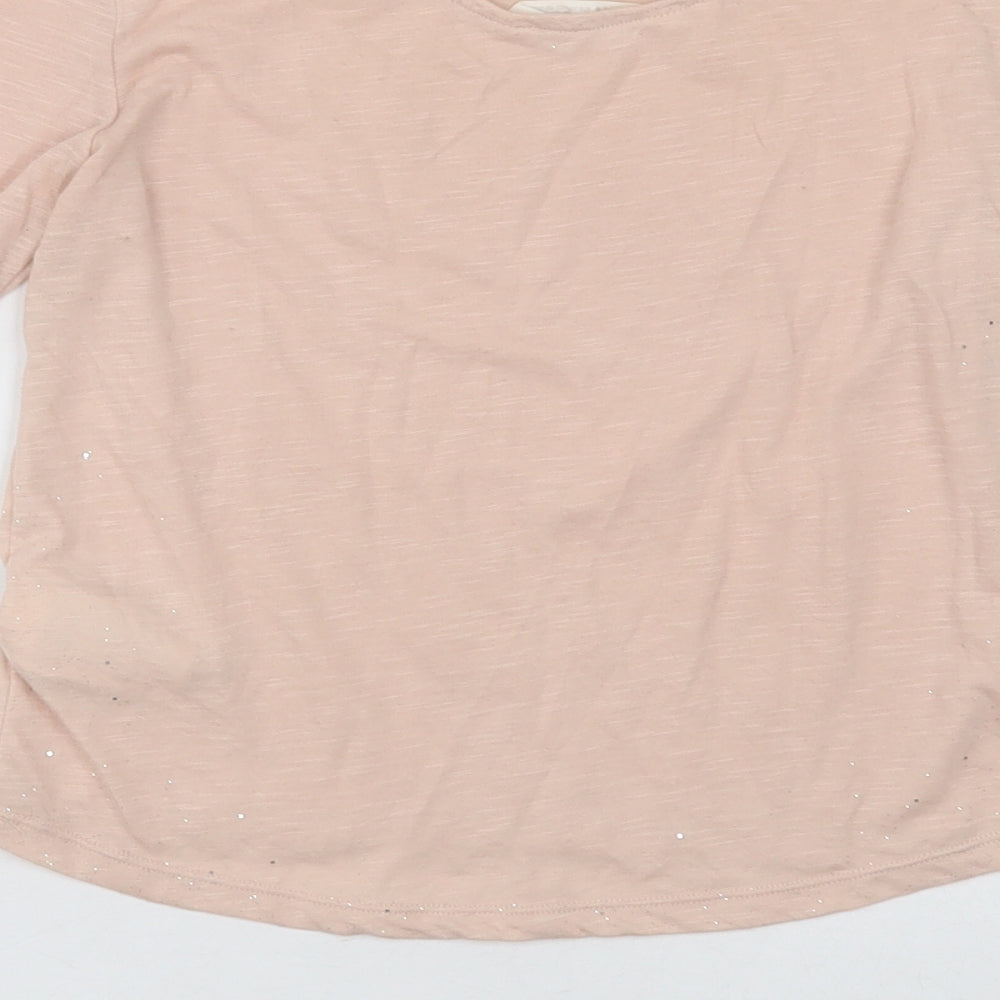 H&M Girls Pink Polyester Basic Casual Size 10-11 Years Crew Neck Pullover - sparkly