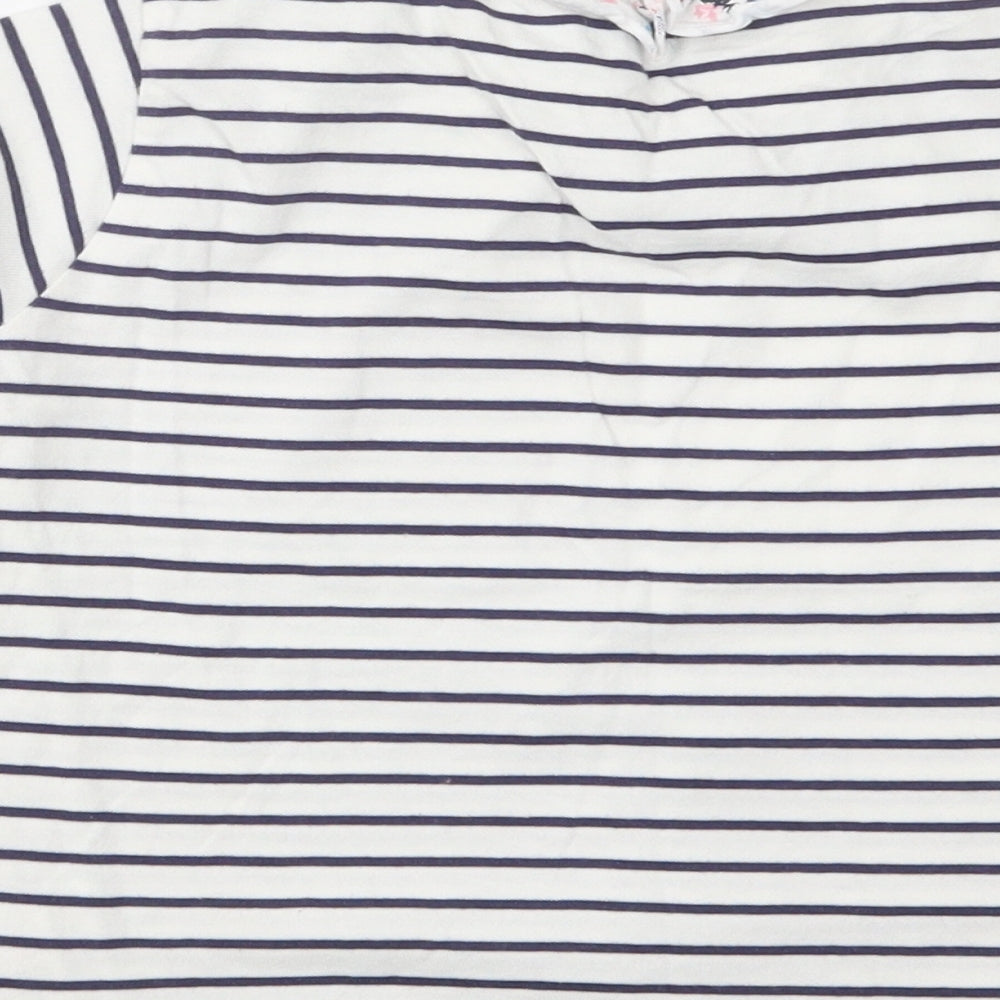 Lilly + Sid Girls White Striped Cotton Basic T-Shirt Size 5-6 Years Collared