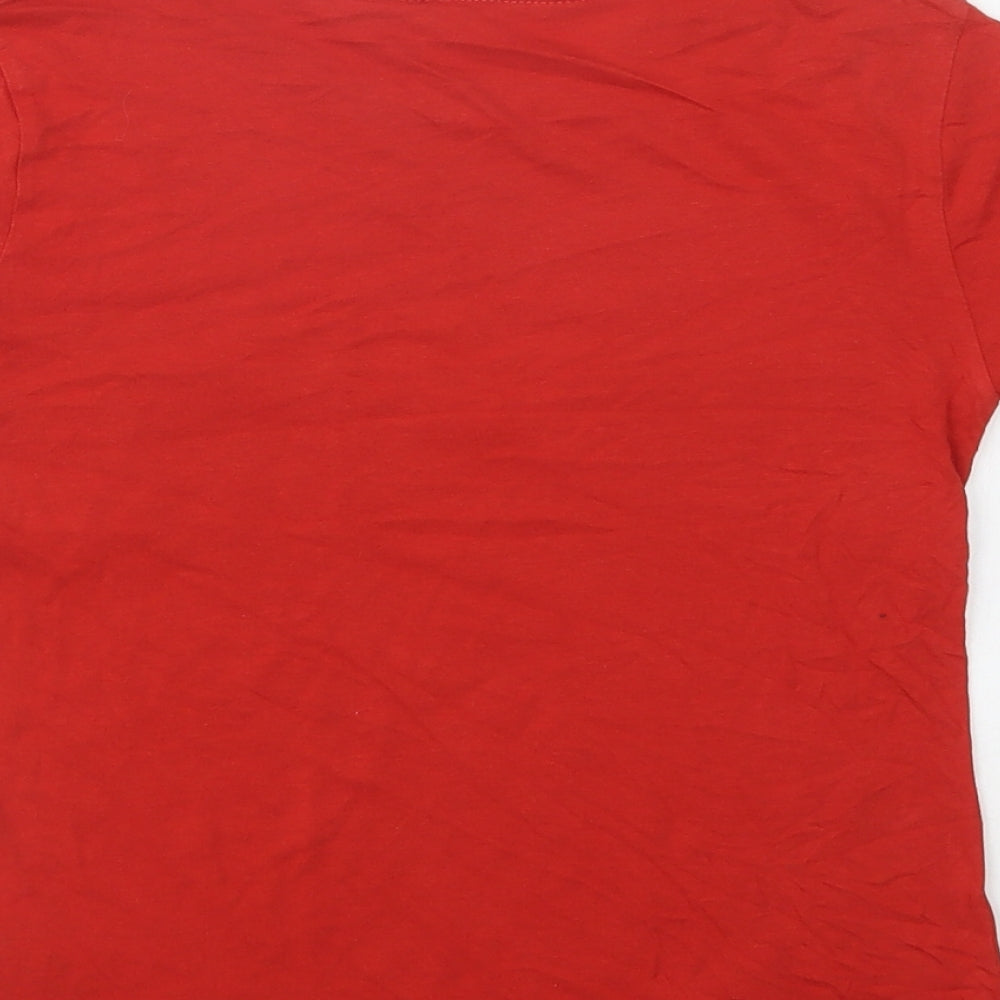 H&M Boys Red Cotton Basic T-Shirt Size 6-7 Years Crew Neck - Justice League