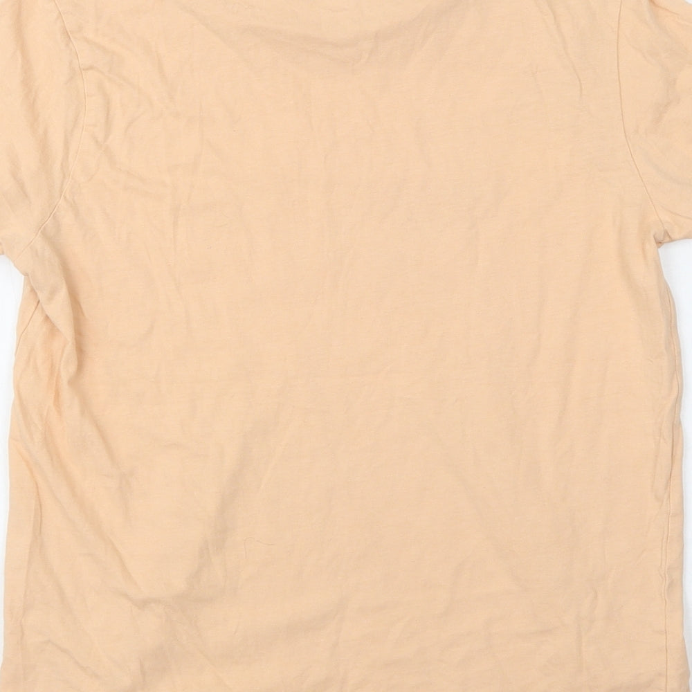 New Look Womens Beige Cotton Basic Polo Size 10 Crew Neck