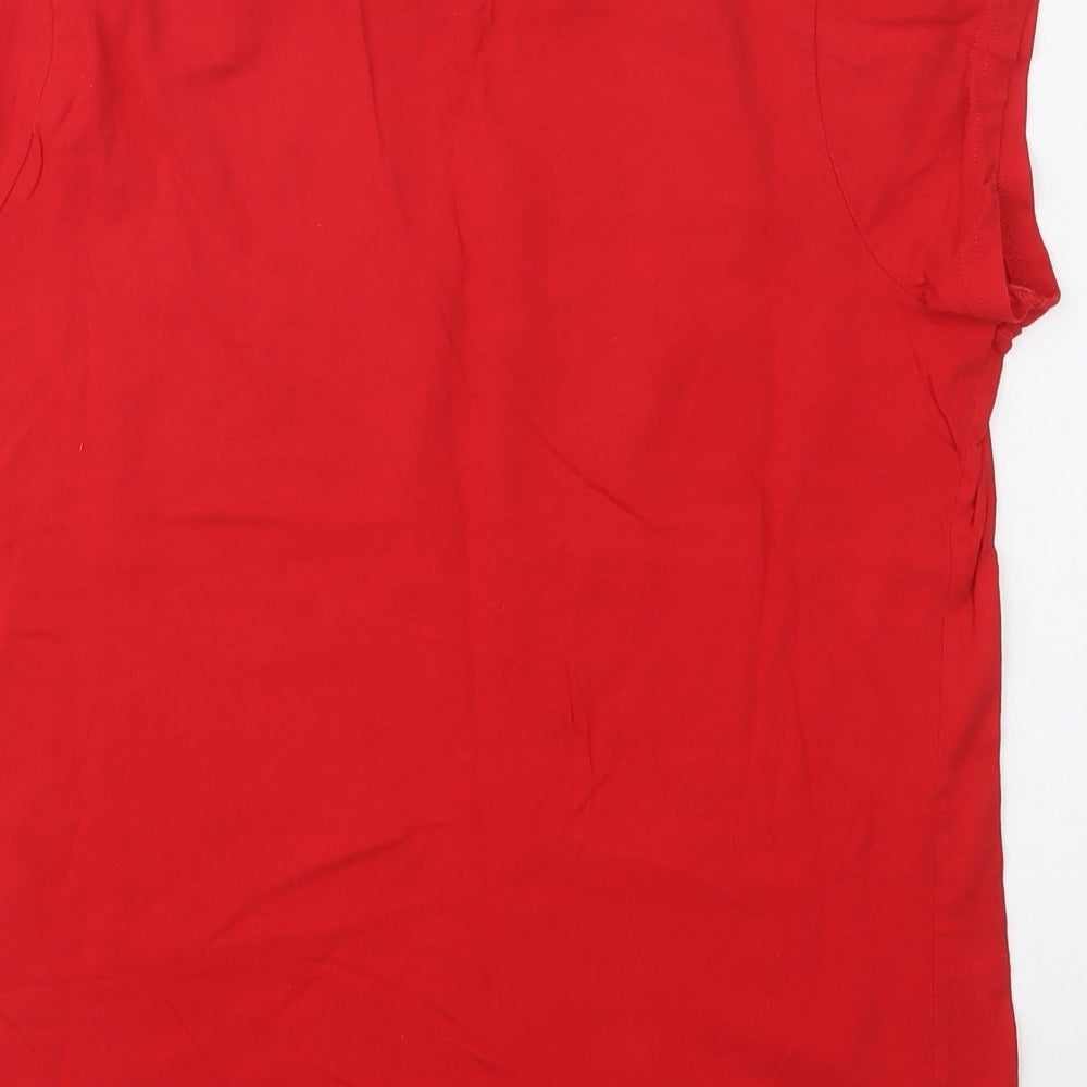 George Womens Red Cotton Basic Polo Size 14 Crew Neck - Santa