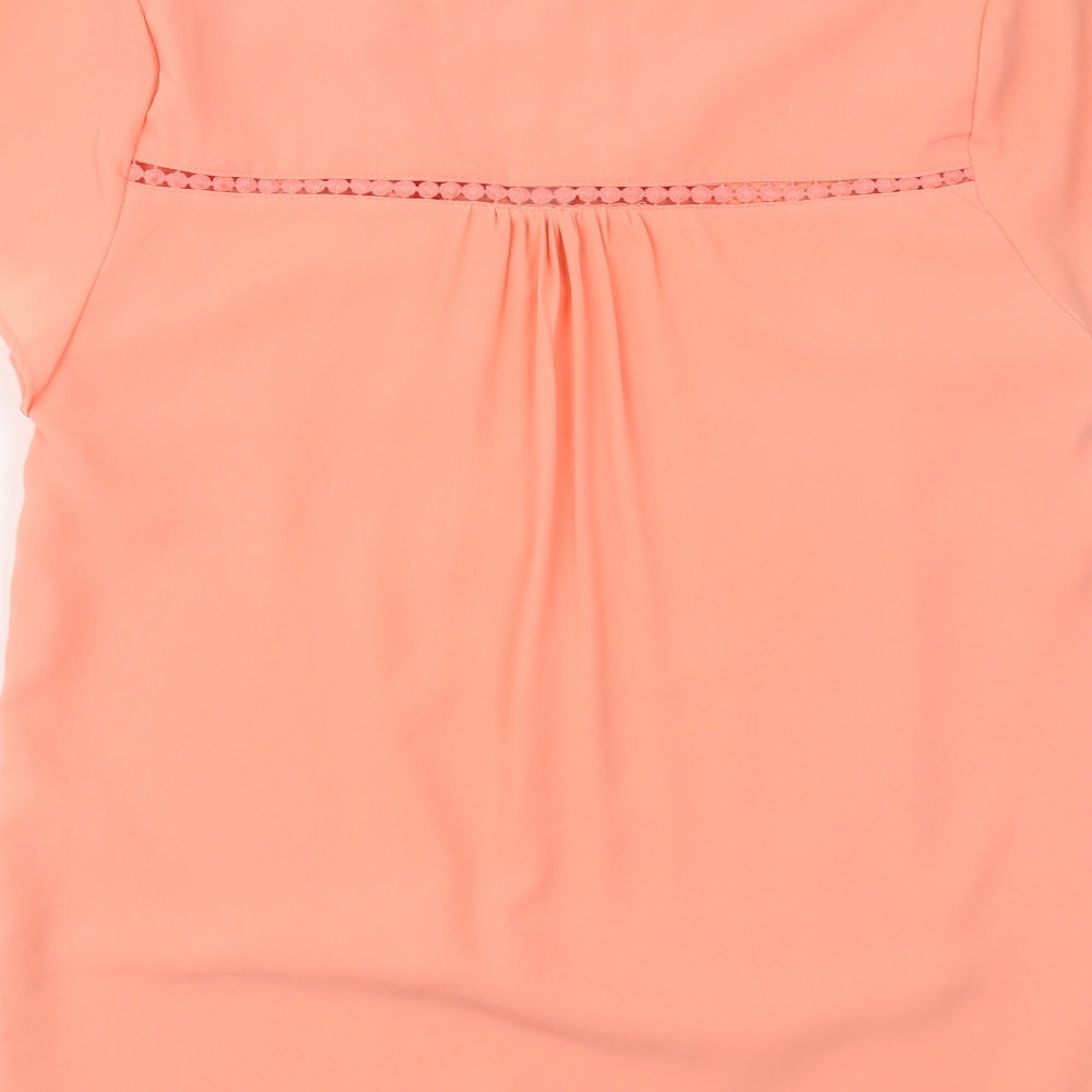 Rant & Rave Womens Orange Polyester Basic Blouse Size S V-Neck