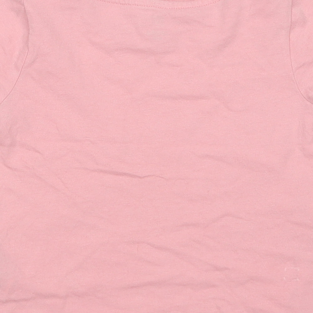 Gap Girls Pink Cotton Basic Polo Size 3 Years Crew Neck