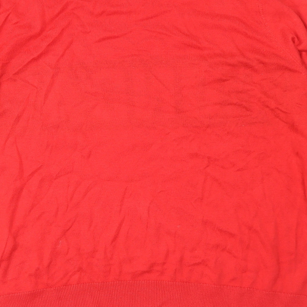 New Look Womens Red Crew Neck Acrylic Pullover Jumper Size 12