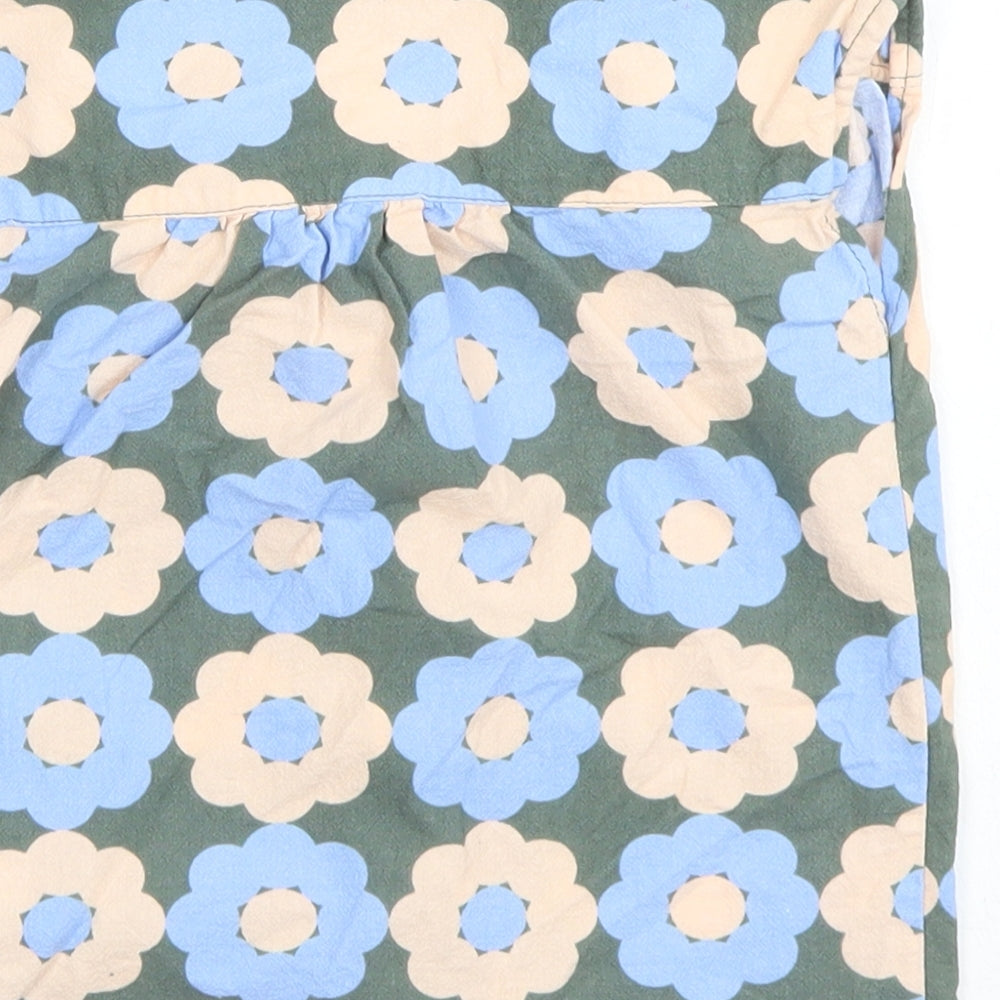 Sage x Clare Girls Green Floral Plastic Basic Button-Up Size 3 Years Collared Button
