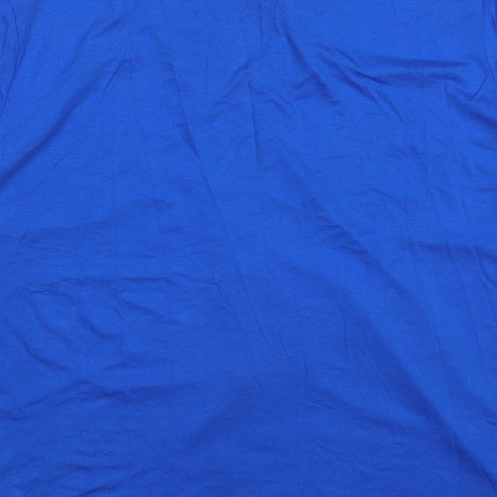 Dunnes Womens Blue Polyester Basic Blouse Size L V-Neck
