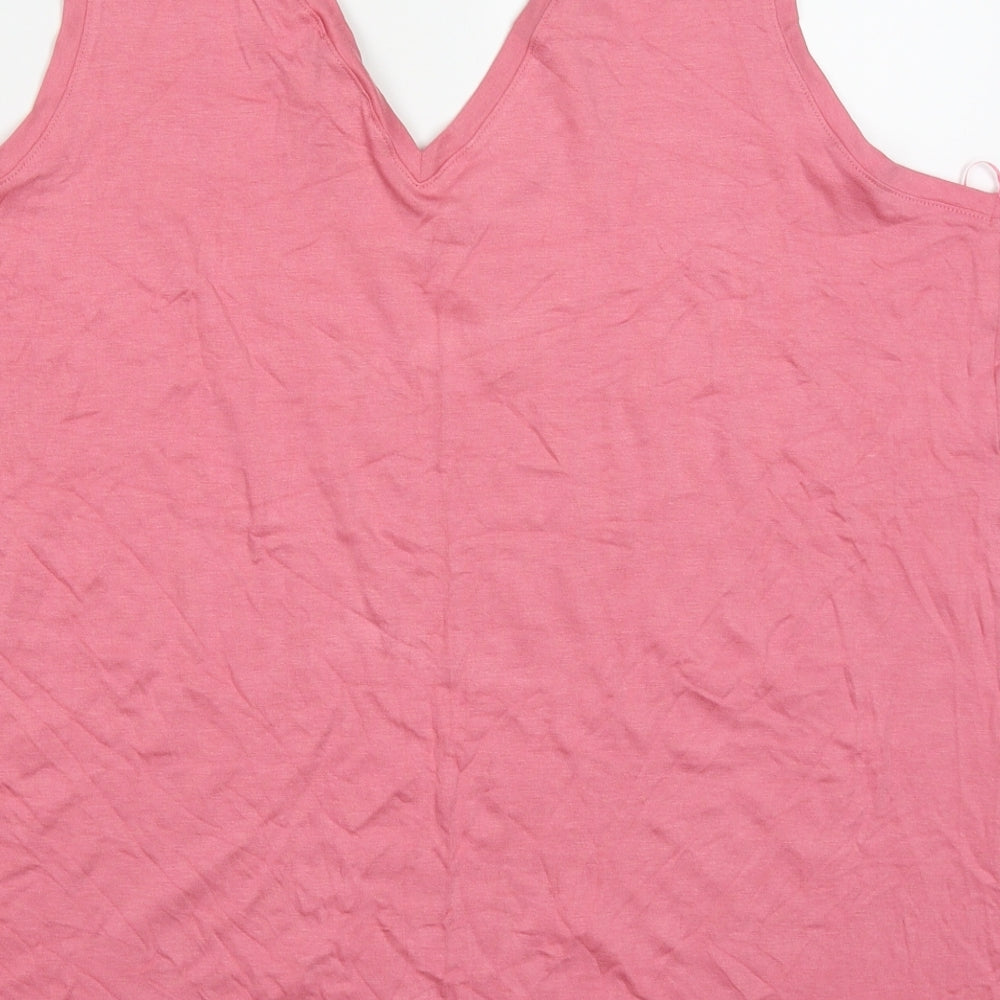 Papapa Womens Pink Viscose Basic Tank Size 16 V-Neck
