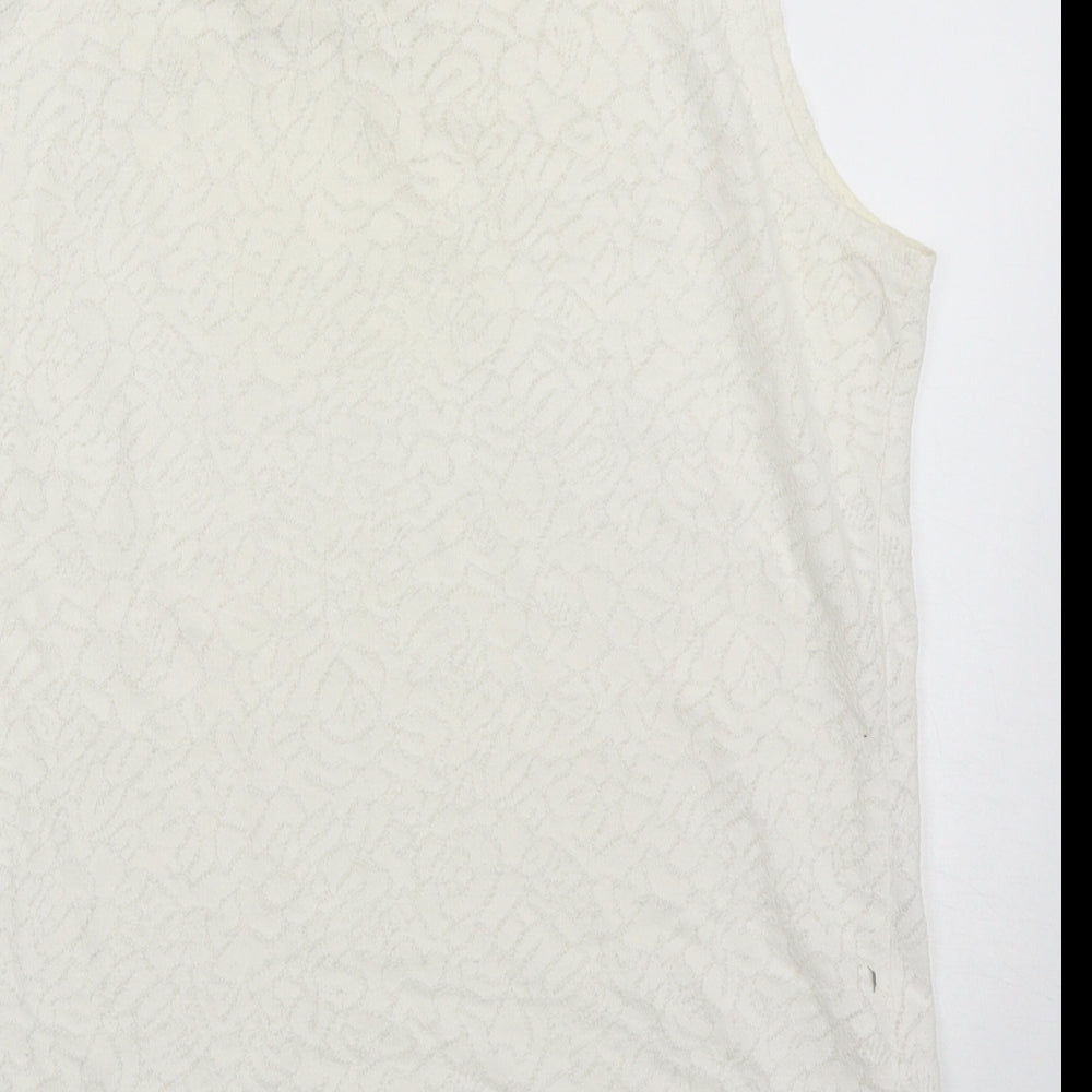 New Look Womens White Cotton Basic Tank Size 10 Collared