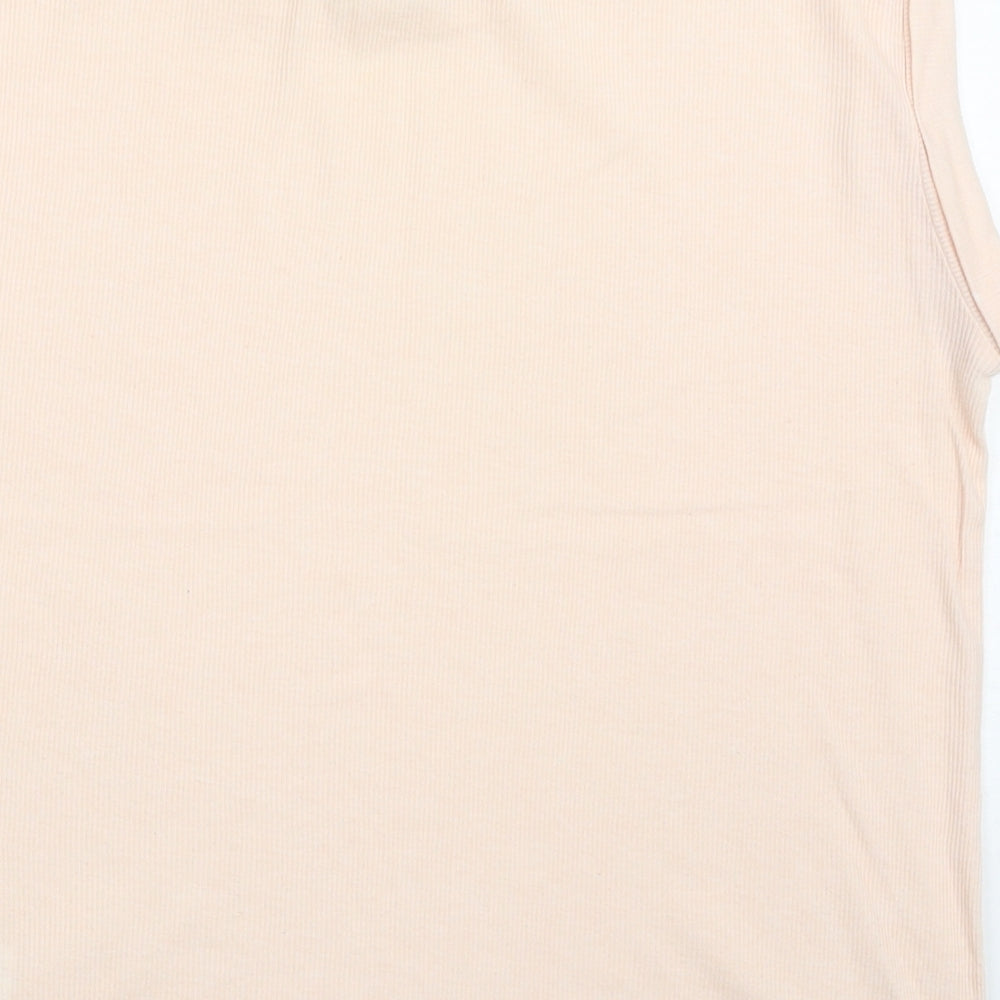 New Look Womens Pink Polyester Basic T-Shirt Size 10 Round Neck