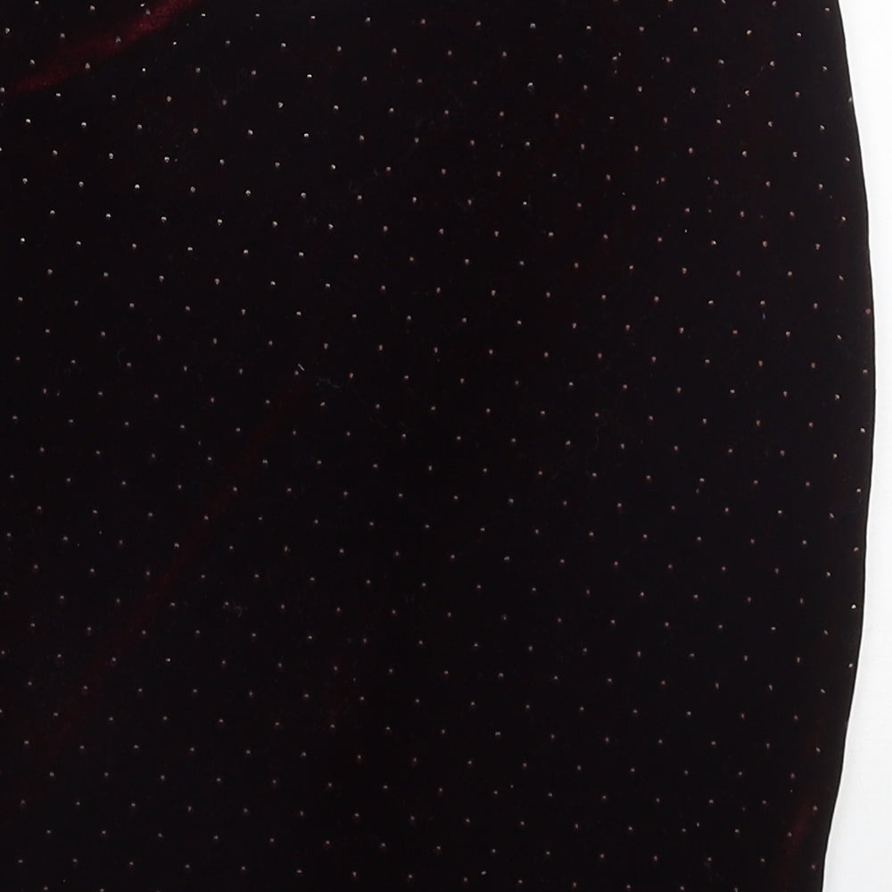New Look Womens Red Polka Dot Polyester Mini Skirt Size 6 Regular - Burgundy