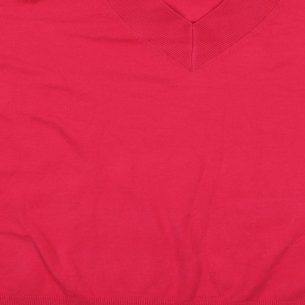 Marks & Spencer Womens Red V-Neck Viscose Pullover Jumper Size M