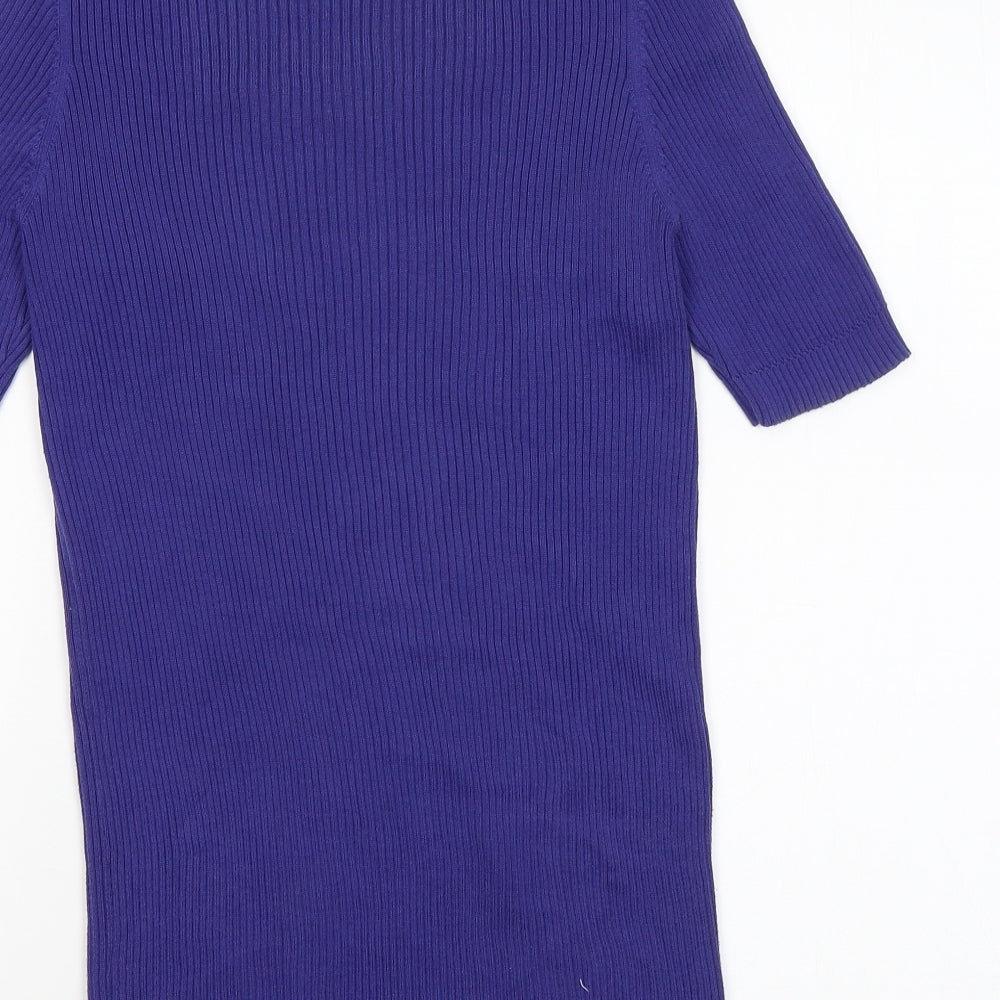 Preworn Womens Purple Square Neck Cotton Pullover Jumper Size S