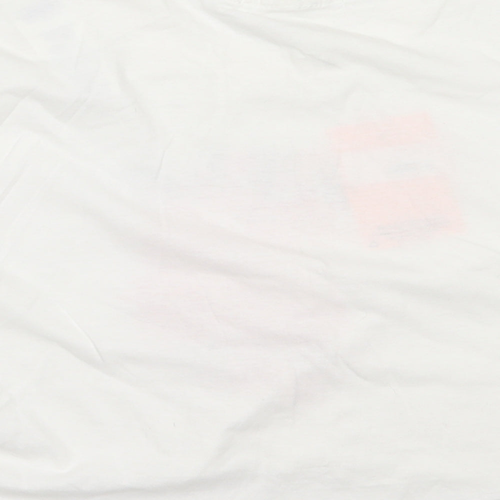 Missguided Womens White Cotton Cropped T-Shirt Size S Round Neck