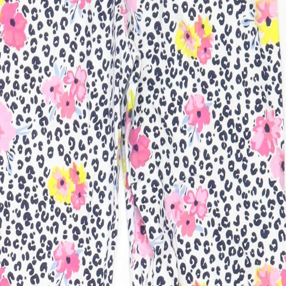 Hullabaloo Girls White Floral Cotton Capri Trousers Size 9-10 Years Regular - leggings