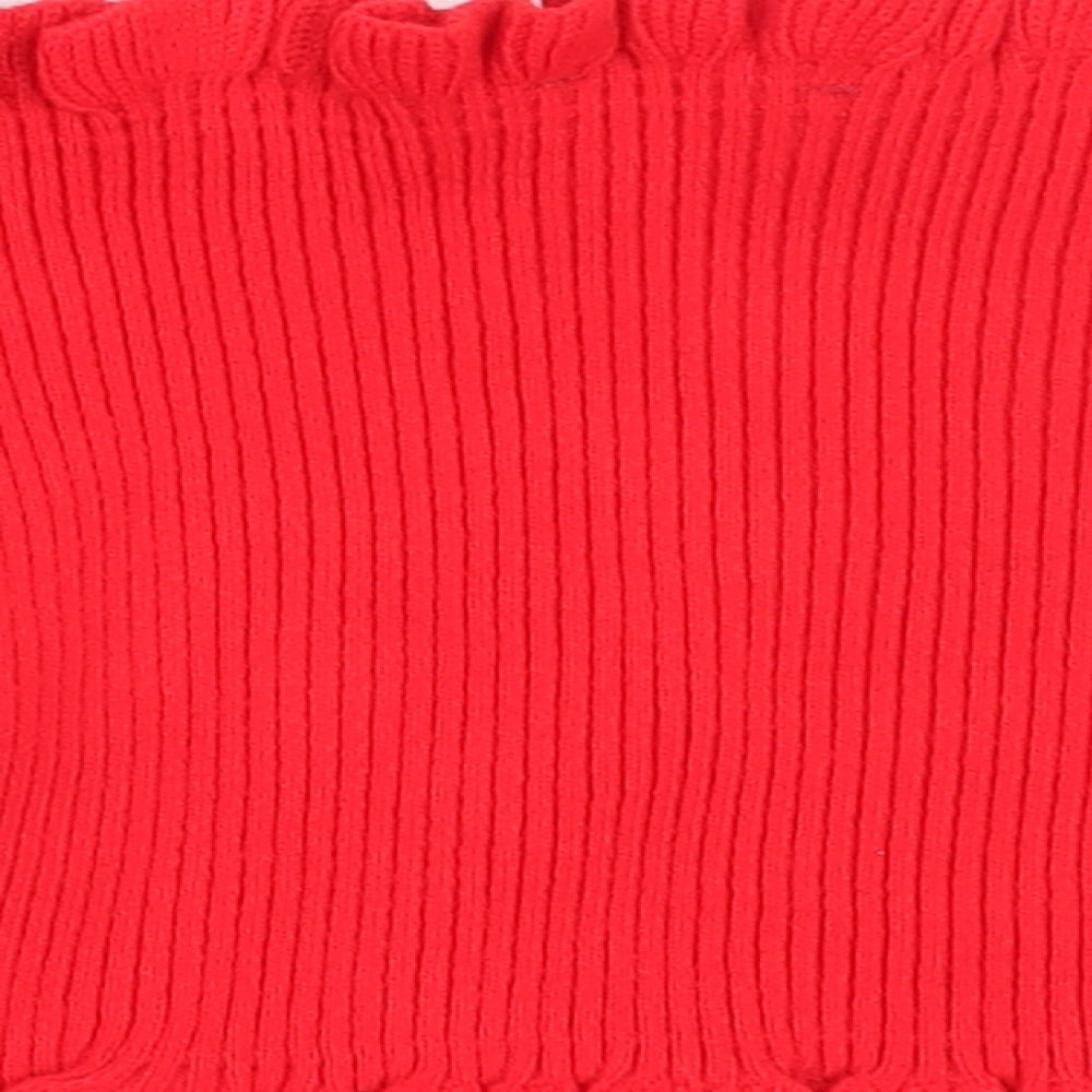 New Look Womens Red Square Neck Acrylic Pullover Jumper Size M