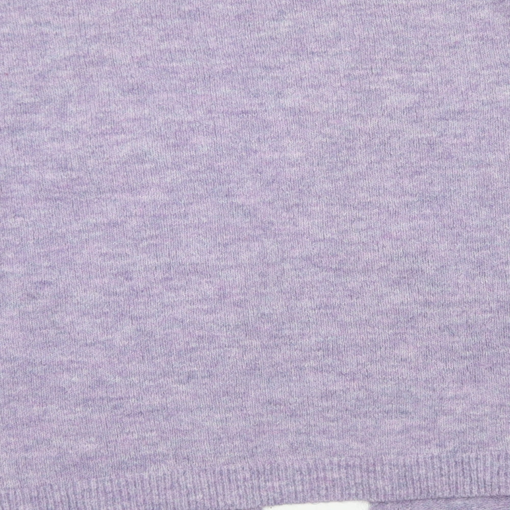 H&M Womens Purple Crew Neck Acrylic Cardigan Jumper Size XS