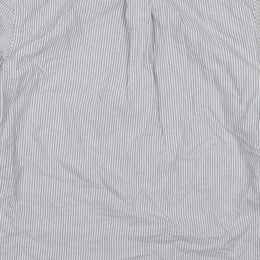 NEXT Mens Blue Striped Cotton Button-Up Size S Collared Button