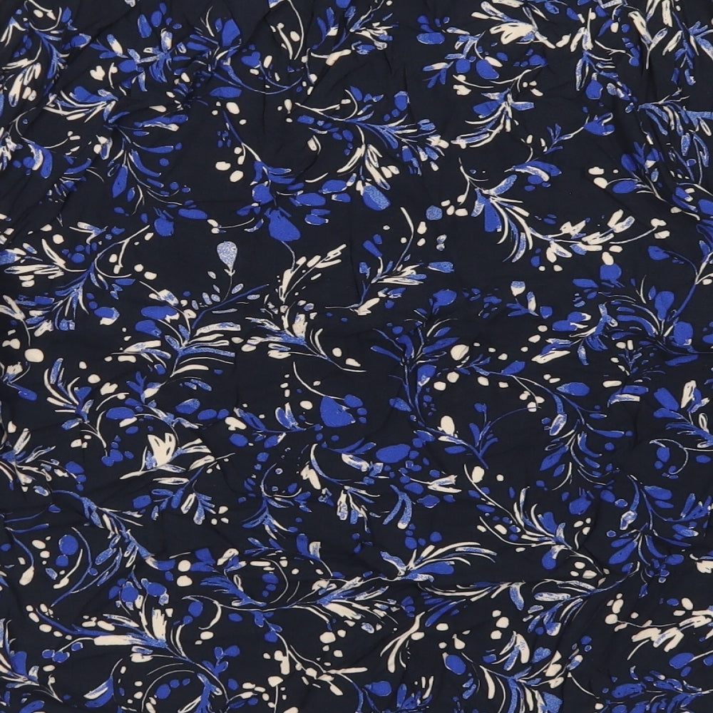 Part Two Womens Blue Floral Viscose Basic Blouse Size 6 V-Neck