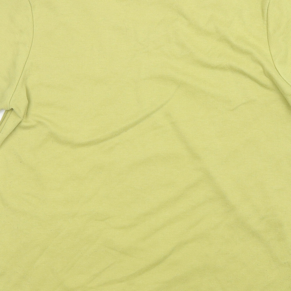 Marble Womens Green Floral Cotton Basic T-Shirt Size XS Round Neck