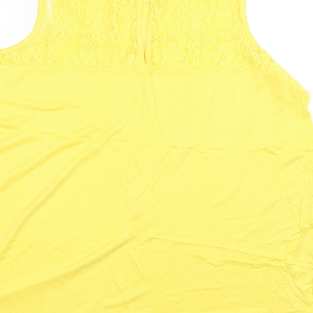 Studio Womens Yellow Polyamide Basic Tank Size 16 Round Neck