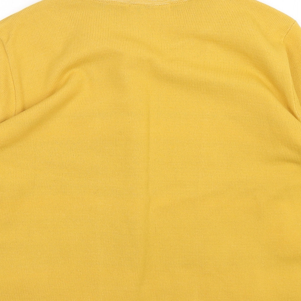 pure & natural Womens Yellow Round Neck Striped Acrylic Cardigan Jumper Size M - Cardigan and Top All in One