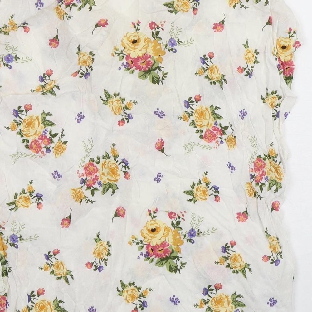MNG Womens Multicoloured Floral Viscose Basic Button-Up Size L Collared