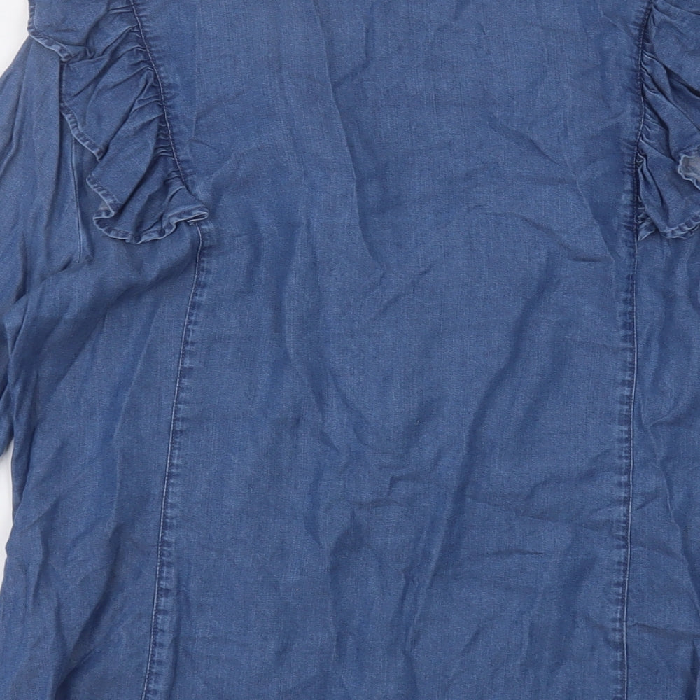 savida Womens Blue Lyocell Basic Button-Up Size L Halter