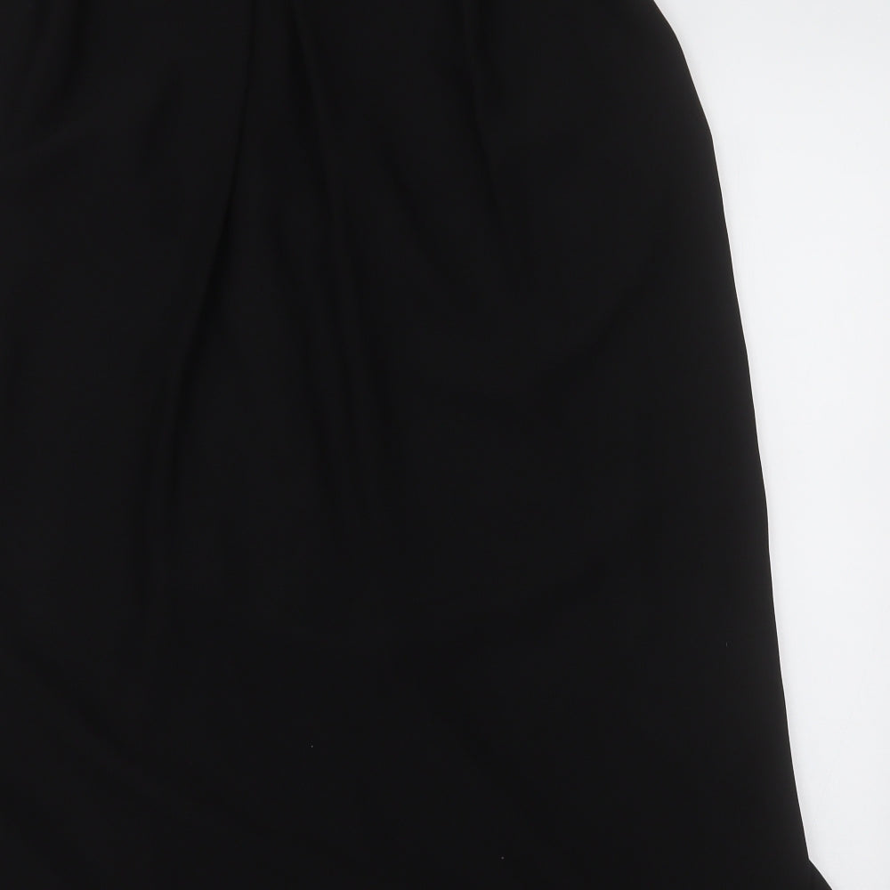Preworn Womens Black Polyester Basic Blouse Size L V-Neck
