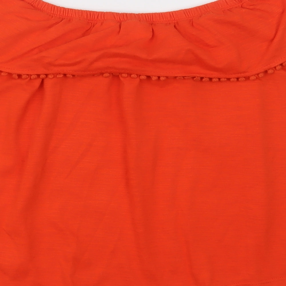 F&F Womens Orange Polyester Camisole T-Shirt Size 10 Off the Shoulder