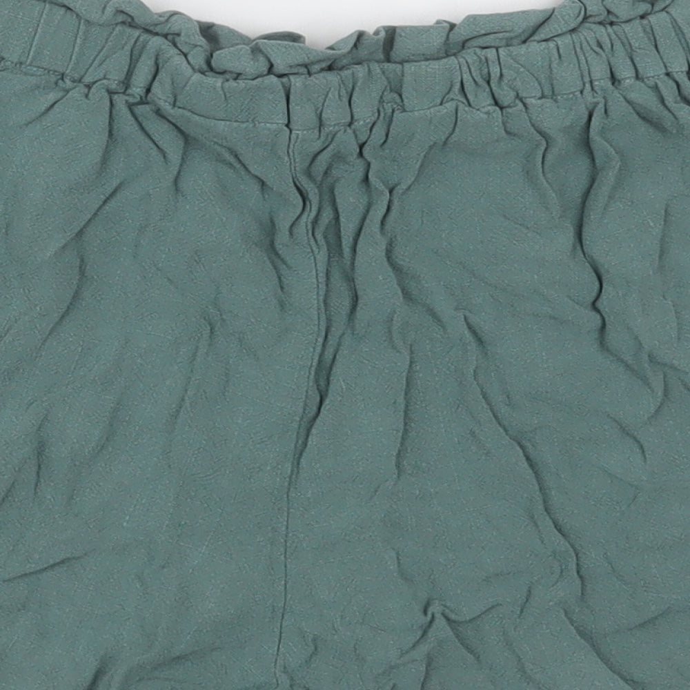 Ally Womens Green Viscose Paperbag Shorts Size 8 L3 in Regular Button