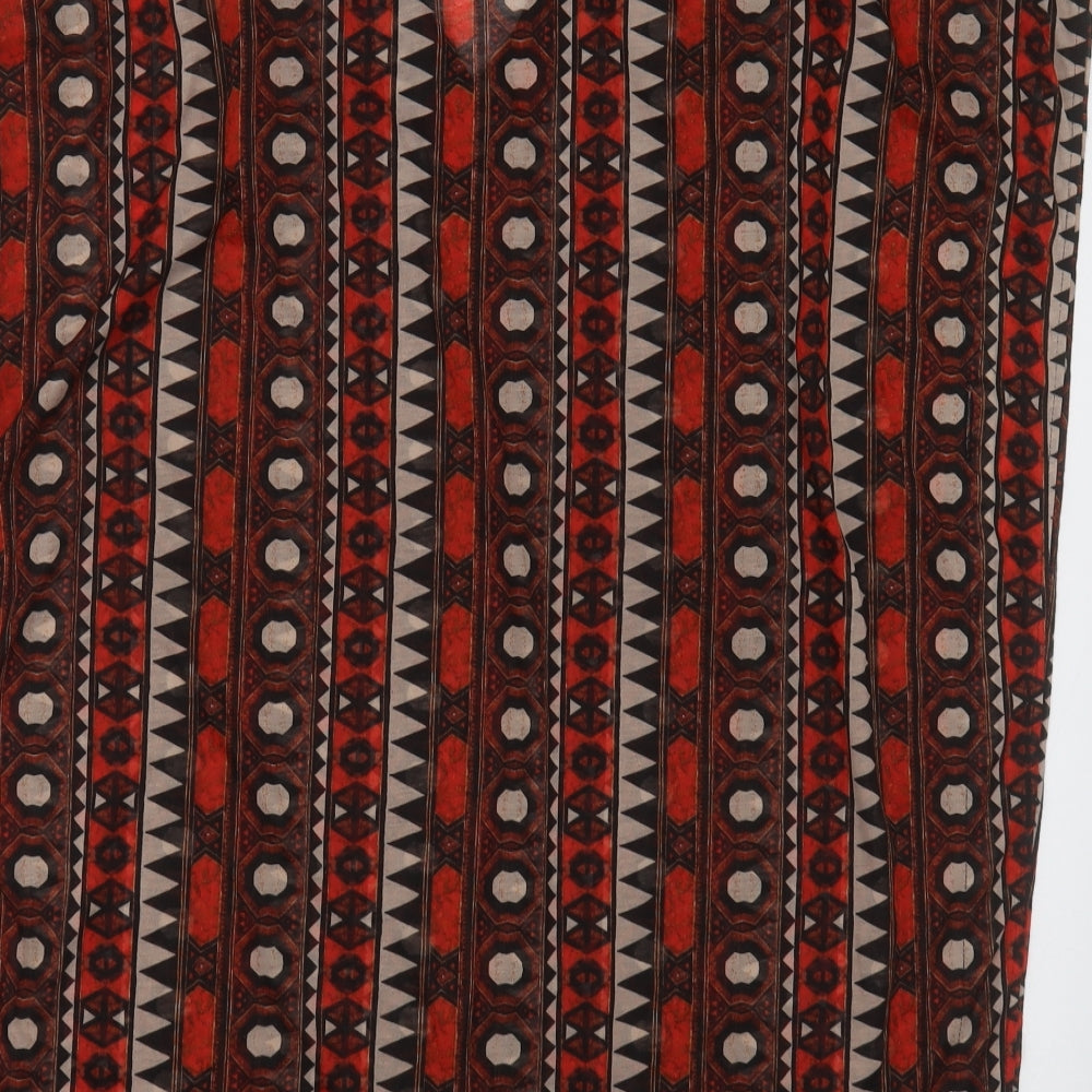H&M Womens Red Geometric Polyester Basic Tank Size S V-Neck