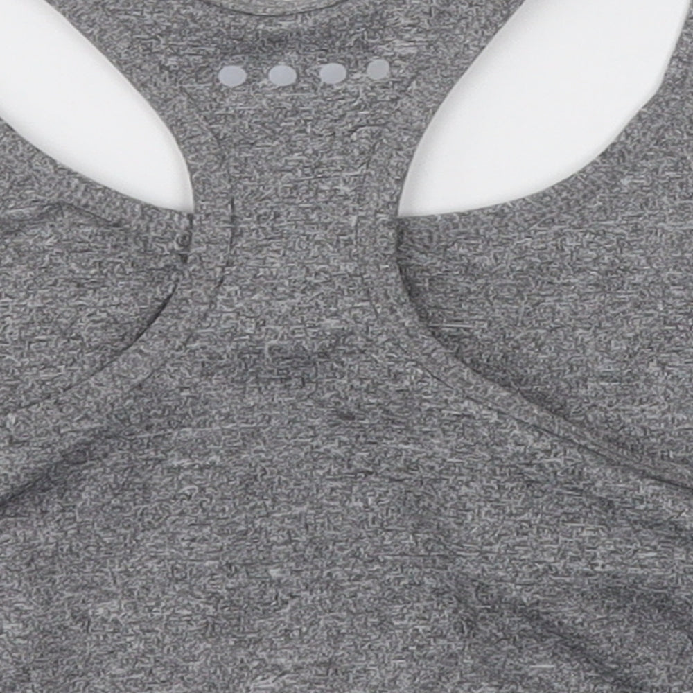 mataaln Womens Grey Polyester Cropped Tank Size S Scoop Neck Pullover