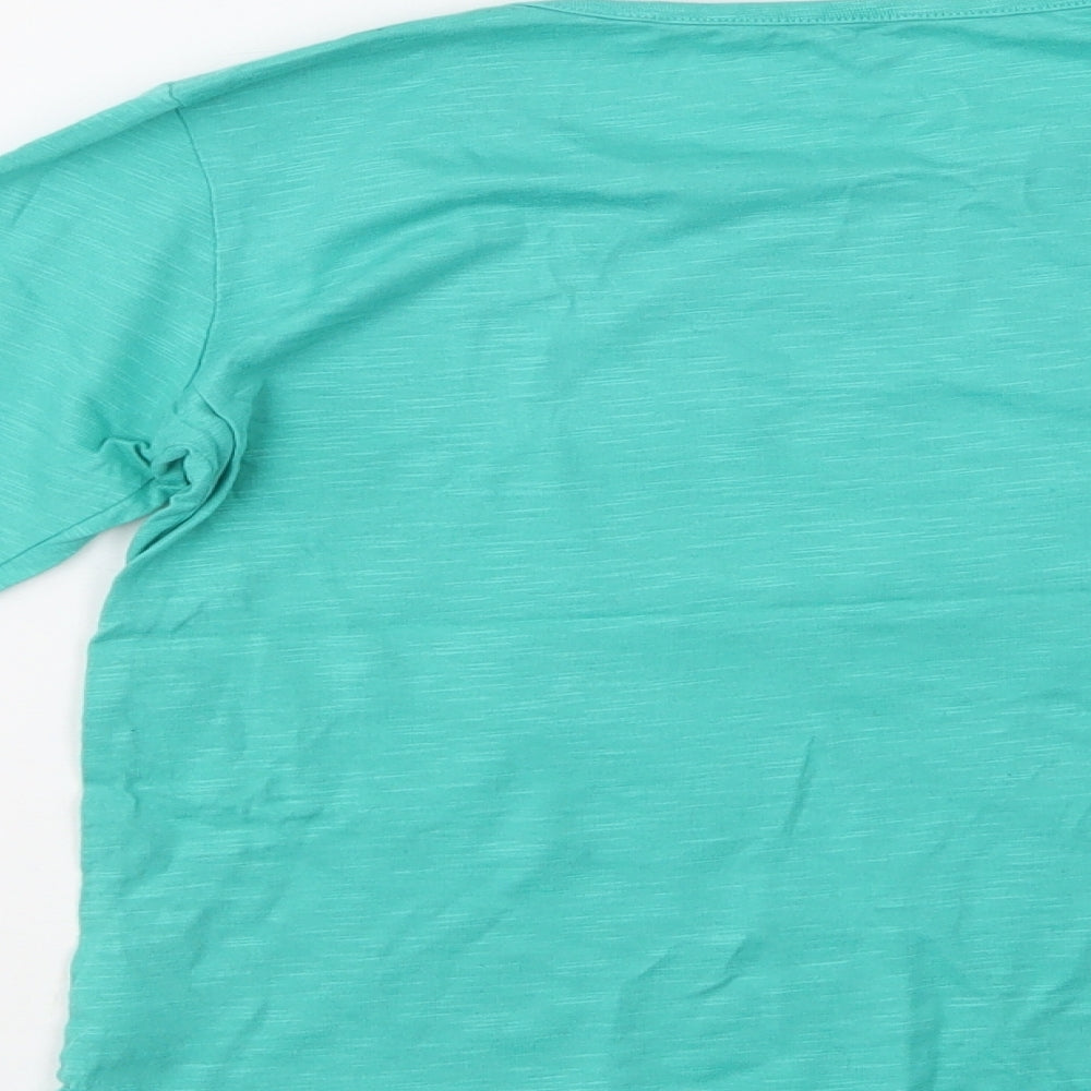 Dunnes Stores Girls Green Cotton Basic Blouse Size 9 Years Crew Neck - Lucky