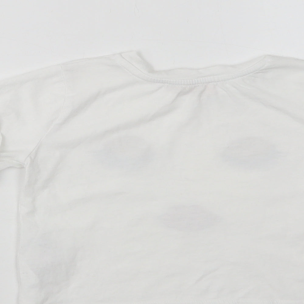 Lipsy London Girls White Cotton Basic T-Shirt Size 2-3 Years Crew Neck