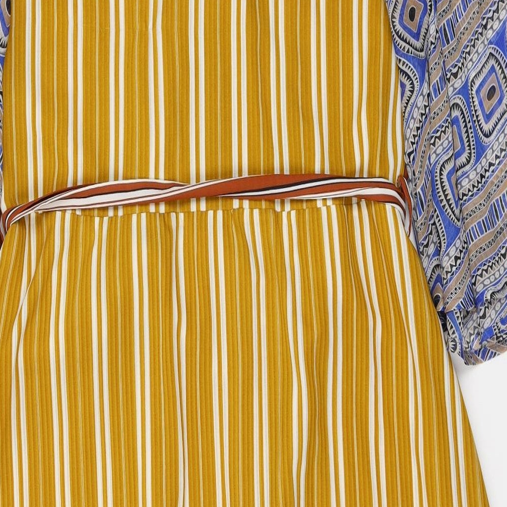 Karen by Simonsen Womens Multicoloured Striped Polyester Wrap Dress Size 10 V-Neck