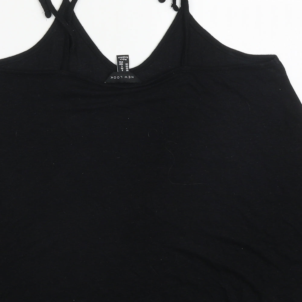 New Look Womens Black Viscose Basic Tank Size 8 Round Neck